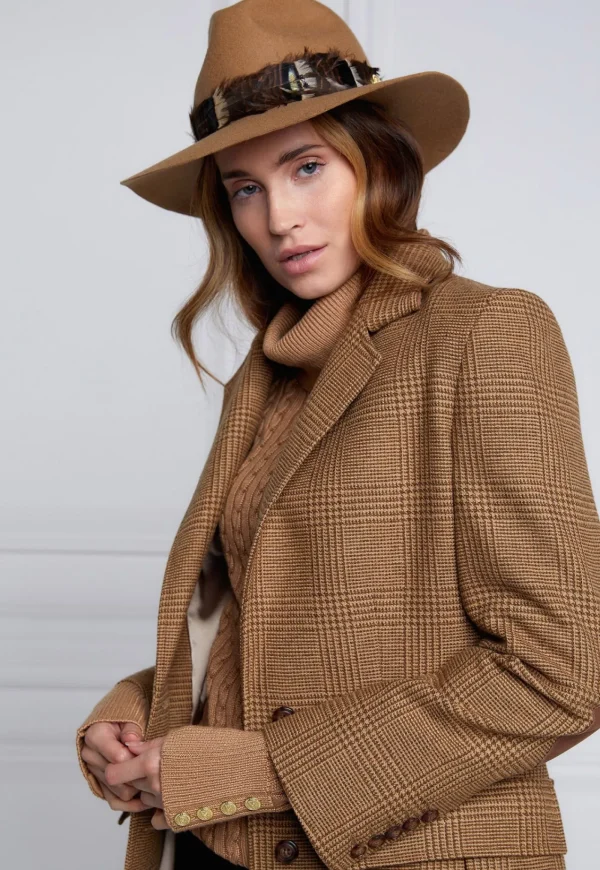 Hot Trilby Hat Iridescent Feather Band - Camel Women Hats | Hats