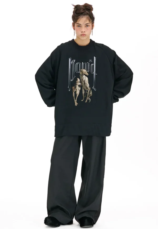 Online Uni Sweatshirt - Hound Dog Print Women Sweaters & Hoodies