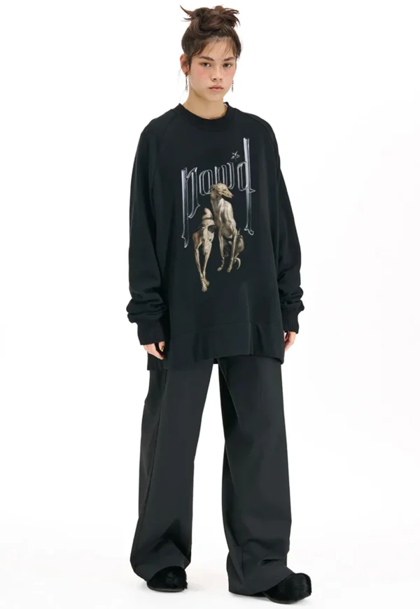 Online Uni Sweatshirt - Hound Dog Print Women Sweaters & Hoodies