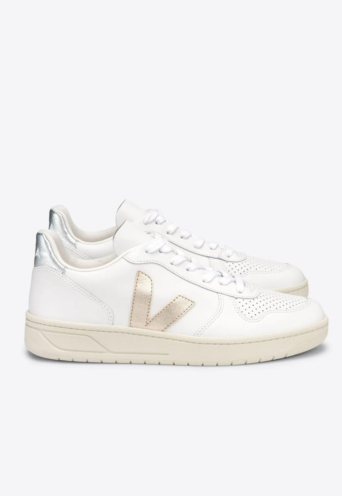 v_leather__extra_whitepla_2.webp Outlet V-10 Leather - Extra White/Platine/Silver Women Footwear | Sneakers