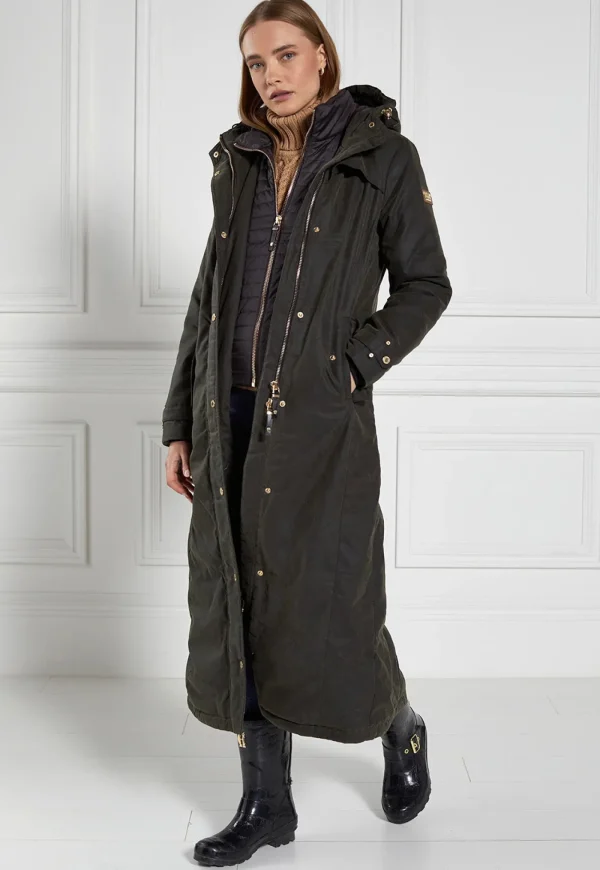 Sale Wax Longline Field Coat - Dark Olive Women Coats