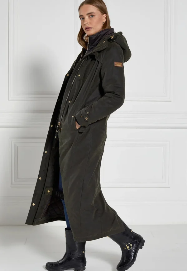 Sale Wax Longline Field Coat - Dark Olive Women Coats