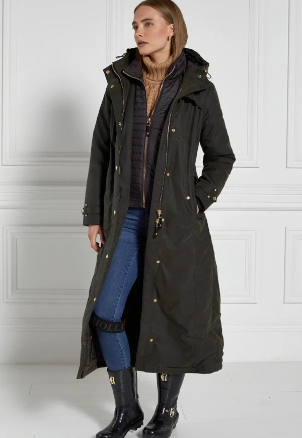 Sale Wax Longline Field Coat - Dark Olive Women Coats