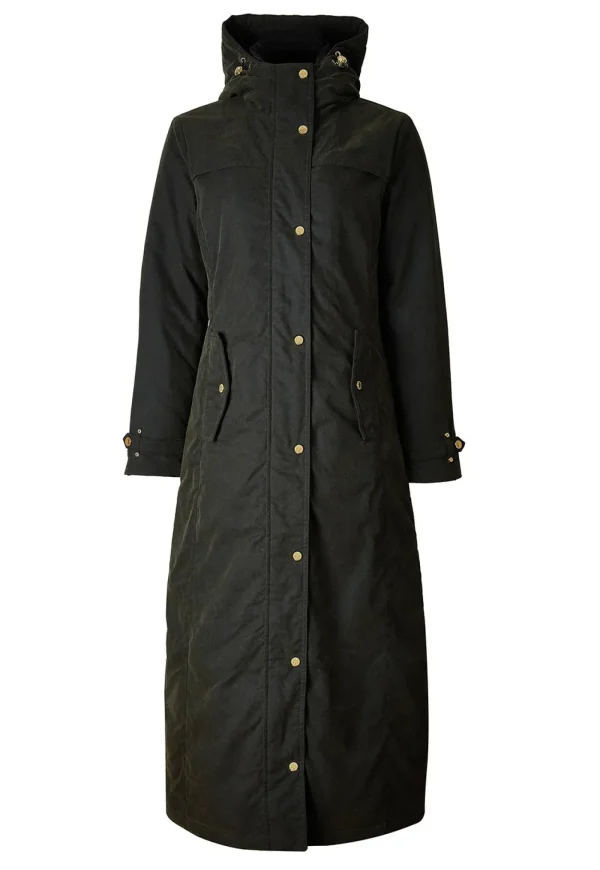 Sale Wax Longline Field Coat - Dark Olive Women Coats