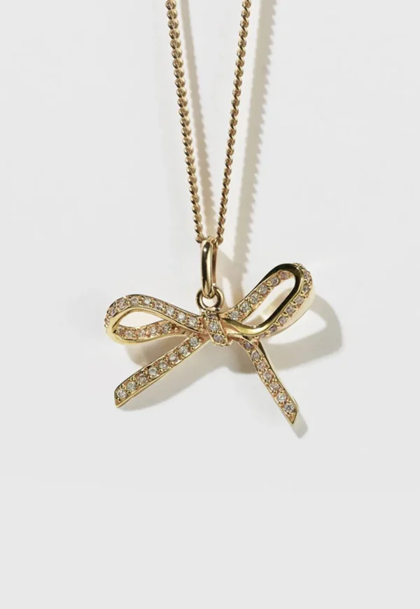 Fashion White Diamond Bow Necklace Women Jewellery | Jewellery
