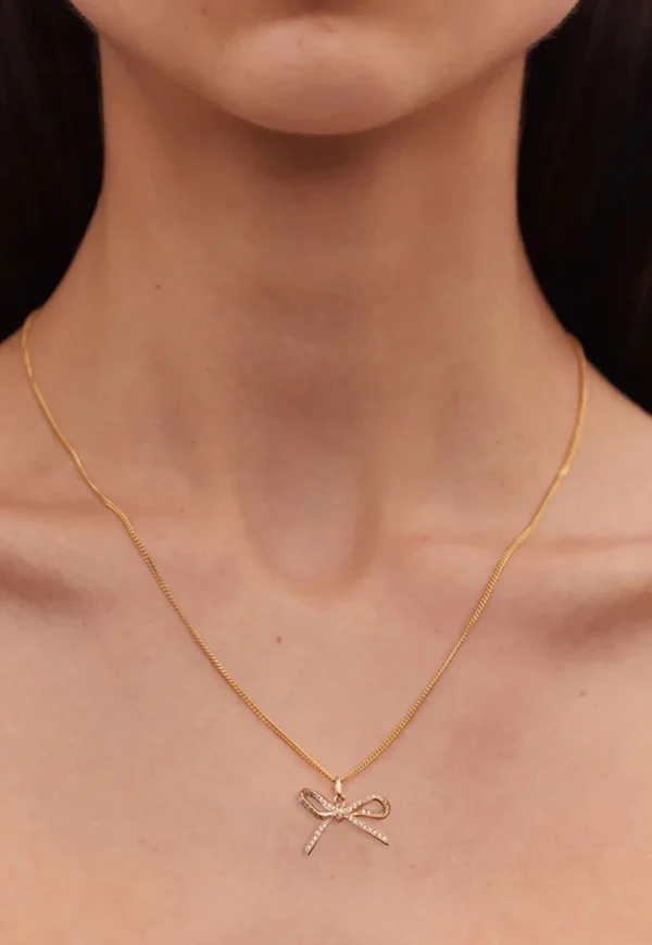 Fashion White Diamond Bow Necklace Women Jewellery | Jewellery