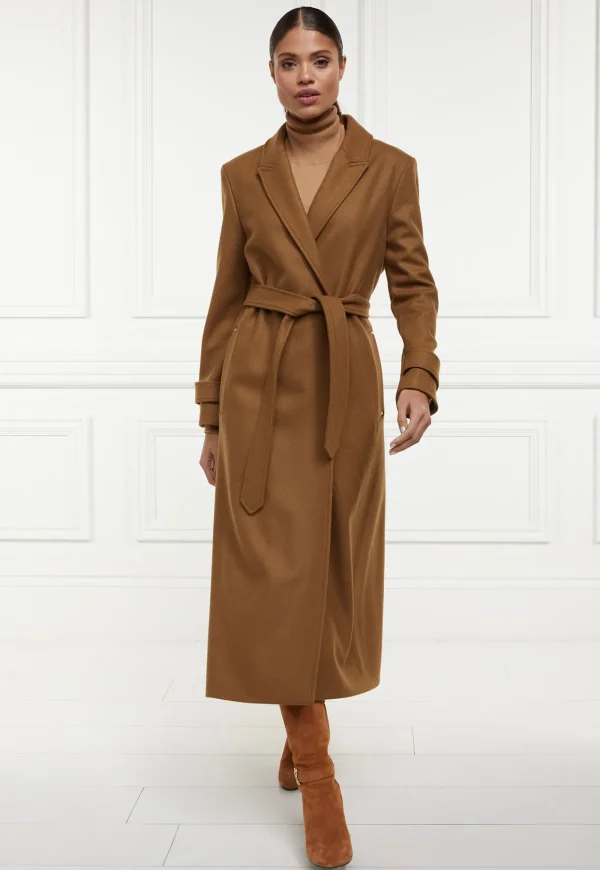 Online Wrap Coat - Dark Camel Women Coats