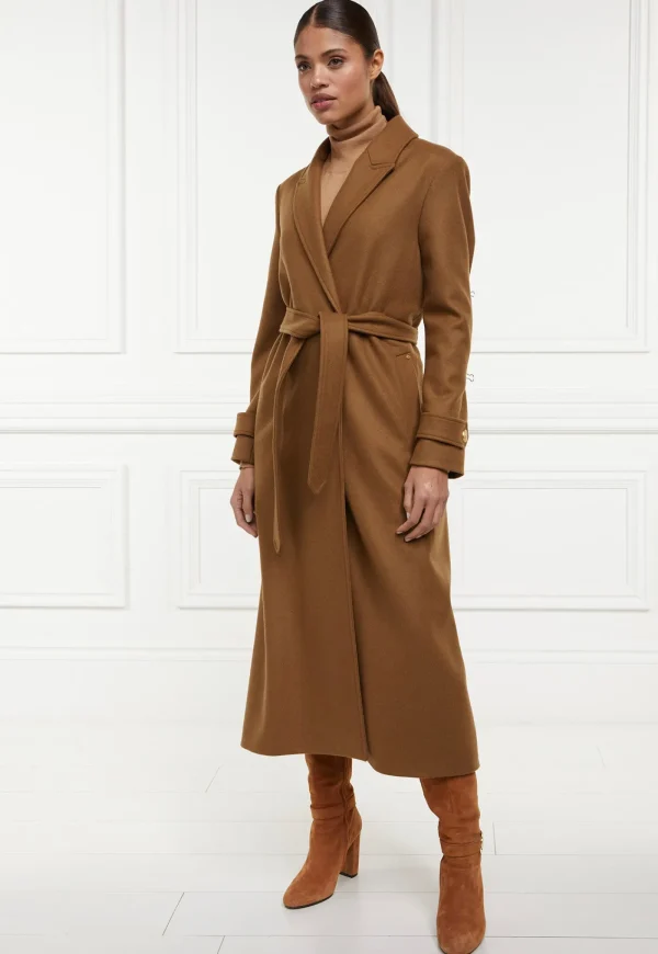 Online Wrap Coat - Dark Camel Women Coats