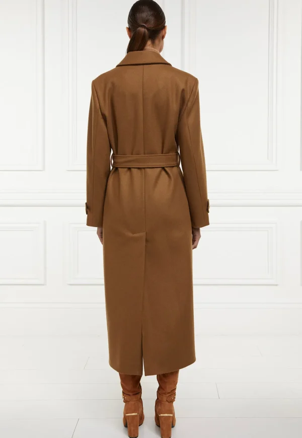 Online Wrap Coat - Dark Camel Women Coats
